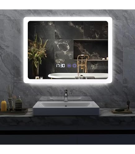 Specchio Da Bagno LED SIRHONA Con Antiappannamento – Rettangolare 70x50 Cm – Luci A 3 Temperature E Dimmerabile