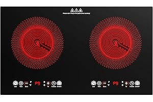 ‎VBGK VBGK Glaskeramik Kochfeld 2 Platte Tragbar, 220V 3520W Kochplatten 2er Elektrisch Herdplatte mit Stecker LED-Touch-Steuerung,9 Leistungsstufen,3-Stunden-Timer,Sicherheitsverriegelung,Restwärmeanzeige