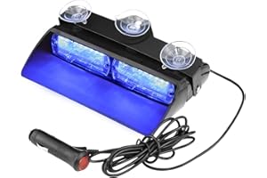 Riloer 16 LED Strobe Light, 12V Lampeggiante Blu Polizia di Emergenza Avvertimento Flash Lampada a Ventosa per Rimorchi per Camion