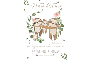 Mes cartes maternité Livre de grossesse spécial papa et maman - Paresseux - carnet à remplir essai bébé et suivi bébé - journal de grossesse - Fabriqué en FRANCE