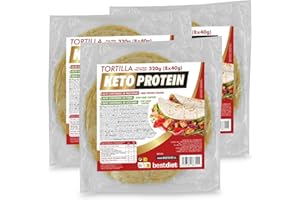 BEST DIET Keto Protein BestDiet - Tortillas de blé avec -35% de glucides en moins que les tortillas conventionnelles, 22% de protéines en plus, 3 paquets de 8 tortillas mexicaines, 320 g