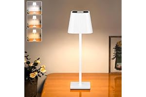 TRUMPETS Lámpara de mesa LED inalámbrica táctil, regulable, 3 temperaturas de color, 4800 mAh, lámpara de mesa recargable, material de metal, para exterior, mesita de noche, mesa de comedor