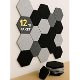 Beylini 12'li Akustik Panel Ke&ccedil;e Kendinden Yapışkanlı Duvar Kaplama Ses ve Isı Yalıtım Duvar Kaplama 10 mm Kalınlık 26x30 CM 