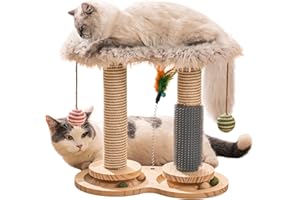 MEWOOFUN Wałek do zabawek dla kotów domowych z naturalnym drapakiem sizalowym, do samodzielnego pielęgnacji kota, szary