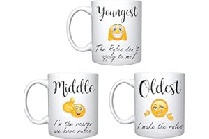 iTRONiK 3 Mugs Set Family Siblings Youngest Middle Oldest Child Rules Mugs