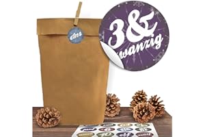 ADVENTINO ADVENTSKALENDER 24 Adventskalender Kraftpapiertüten mit 24 modernen Adventszahlen-Aufkleber zum Verschließen für den Adventskalender zum Basteln und Befüllen