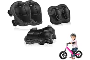 JUNBYUHU Protection Roller Enfant, 6 en 1 Ensemble de Protections Réglables Genouillères Coudières Protège-Poignets, Support Pad pour Skateboard, Roller, Vélo