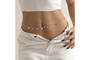 Wendalern Cadena de cintura en capas Lentejuelas Cadena del vientre Serpiente Bikini Sujetador Cadena Playa Serpiente Cintura Cuerpo Cinturón Joyería para mujeres