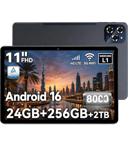 TABWEE T20 Android 16 Tablet with Keyboard - 24GB RAM + 256GB ROM