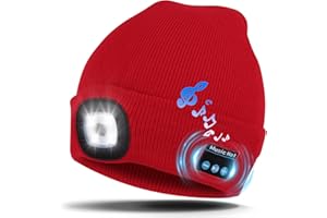 Kaishengyuan Cappello Bluetooth Musica,Uomo Donna Berretto con LED Illuminato, USB Ricaricabile Wireless Bluetooth 5.0 Musicale Cappello da Corsa per Sci Escursionismo Campeggio Ciclismo
