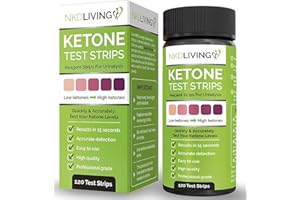 NKD Living Ketone Test Strips (120 Strips in 2 x 60 Keep Fresh Packs) Accurately Detect and Measure Your State of ketosis in Seconds.