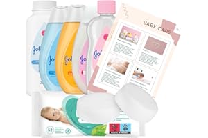 INESE Baby Bath Bundle Set - Complete Newborn Care Kit - Baby Bath, Shampoo, Lotion (300ml), Oil (200ml), Powder (200g) and 52x Wipes Bundled with Sponges