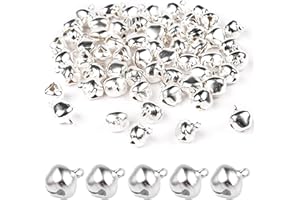 DIAONIAN 50 Piezas Cascabeles,Cascabeles Pequeños,Campanas de Metal,para Manualidades,Decoración de Fiestas,Embalaje de Regalo,Decoración Navideña,12mm (Plata)