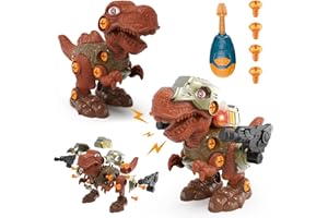 GILOBABY Dinosaurier Spielzeug, 2 in 1 DIY Montage Dino Spielzeug mit Schraubendreher, Licht und Brüllen, Lernspiele Kinderspielzeug Geschenk für Jungen Mädchen Geburtstag ab 3 Jahre (T-Rex)