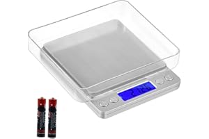 Ewolee Digital Pocket Scales - 500g x 0.01g High-precision Jewellery Scale, Food Scale, Accurate Gram and Slim Design with Platform, LCD Display, Batteries Included | 2 Trays Include