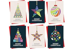 LETS GO CRIMBO Christmas Cards Boxed | 30 Pack Xmas Cards Multipack | 6 Unique Modern Art Deco Decoration Designs Festive Seasons Greetings For Friends Family