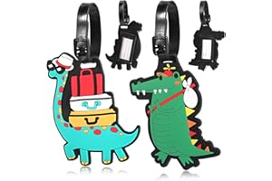 Étiquette Bagage 2 Pièce, Vert Dinosaure Étiquette Valise Avion Étiquette Voyage Valise Etiquettes de bagages ID Tags Étiquettes d'identification de Valise Étiquettes Porte Adresse pour Enfant