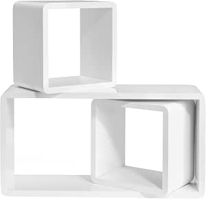 Lot De 3 Étagères Flottantes Blanc - Rangement Mural 15kg Charge | Salon, Cuisine, Salle De Bain | Design Moderne