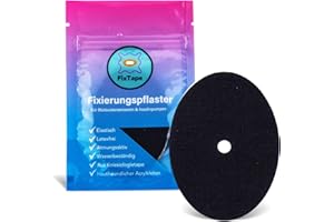 FixTape cinta transpirable para sensor Freestyle Libre 1 & 2 I Parche autoadhesivo cómodo para sensor de glucosa I Amigable con la piel e impermeable en diseños modernos I 7 piezas (Negro)