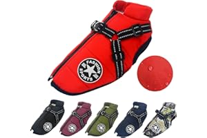 Aywoja Manteau Chien Hiver, Manteau Chien avec Harnais, Veste de Chien Imperméable pour Petit Moyen Grands Chiens, Conception de Bandes Réfléchissantes lavables en Machine