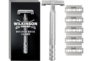 Wilkinson Sword - The Edger Barber's Style - Rasoir Pour Hommes - Rasoir de Sûreté + 5 lames à double tranchant