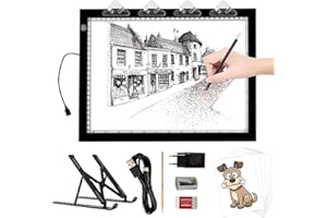 TOHETO A4 Leuchttisch mit Faltbarem Ständer, Adapter, Ultra-dünne Superhell Leuchtplatte, Diamond Painting Tisch Leuchtkasten, LED Lightbox Lightpad für Zeichnen, Diamantmalerei, Tätowierung (Schwarz)