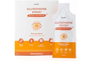 Zooki 222mg Liposomal Glutathione Liquid Sachets | 4X Higher Absorption Clinically Proven | Natural Ingredients | (Orange Spice Flavour, 30 Servings)