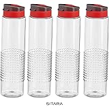 Steelo Sitara Water Bottle, 1000ml, Set of 4, Clear