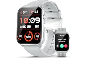 IOWODO Smartwatch Uomo Donna con Torcia LED, Chiamate Bluetooth,1.91" Schermo, Monitoraggio Cuore/SpO2/Sonno 24H,100 Modalità Sport, Fitness Tracker, IP68 Impermeabile, 2 Cinturini, per Android iOS