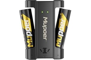 MUPOER Rechargeable Battery AA with Charger,3600mWh Lithium Aa Battery 2 Count 1.5V,Double A Batteries High Capacity,Aa Lithium ion Batteries with Mini Charger,Lithium Batter for Blink Xbox