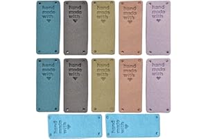 Daimay 30 Stück Handmade Kunst Leder Labels Etiketten Tags PU Kleidung Tasche Näharbeit DIY Kleideretiketten Rechteck Nähen Webetiketten Lederlabel Schilder Aufnäher Handarbeit - 2x5cm 6 Farbe