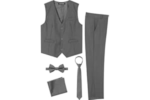 mintgreen 2er Set Anzüge für Jungen, Weste & Hose & Fliege & Krawatte & Einstecktuch, 116-164