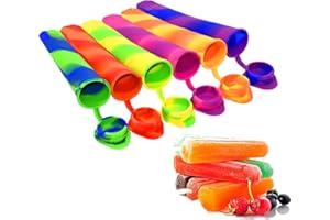 Bangp Silicone Popsicle Moulds with Attached Lids - 6 Pack Kitchen Ice Pop Moulds, Flexible & Durable - Reusable - Easy Clean, Multicolored ice Lollies (Colorful)
