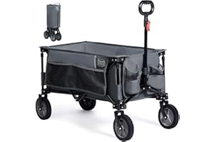 Timber Ridge Festiwalowy, ogrodowy wózek na kółkach z regulowanym uchwytem, składany wózek na kemping, piknik, plażę, wytrzymały, składany wózek ręczny, duża pojemność, szary