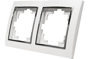 MC POWER - 2-fach Rahmen | FLAIR | weiß mit silberner Zierleiste