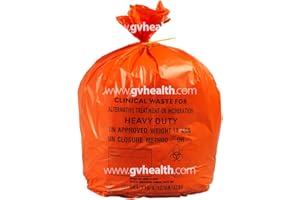 GV HEALTH Clinical Waste Sack Medium Duty, Orange (Pack of 200)