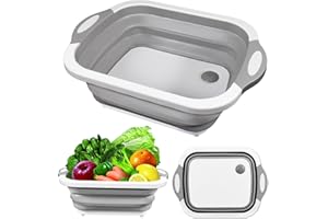 Eyourlife Planche à découper pliable 3 en 1 multifonction pour légumes, égouttoir à légumes, portable, pour voyage, extérieur, camping, barbecue, randonnée