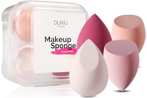 DUAIU Set med 4 latexfria sminksvampar för flytande eller pulverfoundation, solskyddsmedel och ansiktskräm med 4 färger
