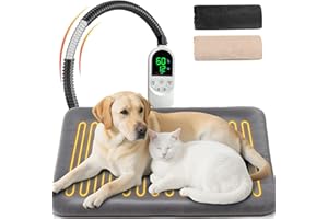 NWIWI Haustier Heizkissen,70*45cm Grosse Hunde Heizmatte,Anti Biss Katzen Heizkissen,Wärmematte Hund,Anti Biss Hund Heizmatte,Heizdecke Katze Zeitgesteuertes,Temperatur Einstellbare Haustier Heizdecke