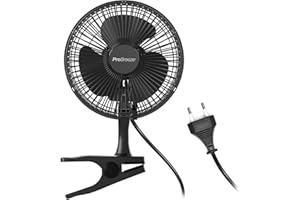 Pro Breeze Mini Ventilator mit Clip, 20 cm Durchmesser, 2 Geschwindigkeitsstufen, stabiler Clip - Ventilator leise, ideal als Tischventilator am Schreibtisch, für Growbox, Zuhause im Schlafzimmer