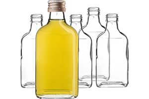 KADAX Fiaschetta da 200 ml, 10 pezzi, piccole bottiglie di vetro con tappo a vite, flaconcini, bottiglie vuote da riempire, mini bottiglie di liquore, bottiglie di liquore (oro)