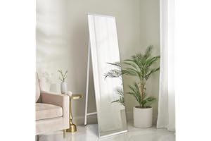 YMOND Floor Standing Mirror 150x40cm, White Metal Wall Mounting Body Mirror, Full Length Mirror 40 x 150, Long Hanging Mirrors for Dressing Room, Bedroom, Living Room