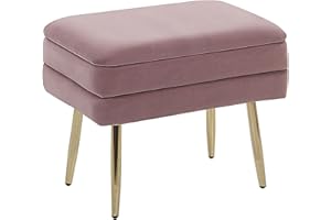 BELIANI Pouf contenitore imbottito velluto rosa e gambe dorate 49 cm Odessa
