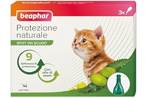 Beaphar Protezione Naturale, Spot-On Scudo per Gattino, con Olio di Neem e Piretro Vegetale, 9 Settimane di Protezione, 3 Pipette da 2 ml