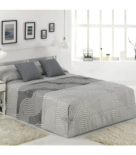 Colcha Edredón Con Volante Y Relleno 250 Gr Abstract Beige Para Cama De 160 Cm