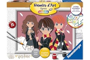 Ravensburger Numéro d’art 20014 - Juego de pintura acrílica, de Harry Potter, retrato grupal, actividad creativa y relajante, para niños a partir de 7 años de edad, formato medio (versión en francés)