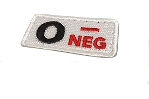 SENZAMA Toppa Gruppo Sanguigno Velcrata a Strappo Patch Ricamata Resistente Fondo Bianco Alta Visibilità 5cm x 2,5 cm (O negativo)