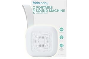 Frida Baby 2-in-1 Portable Sound Machine, White Noise Sound Machine for Baby + Night Light with 5 Soothing Sounds & 3 Nightlight Model, Travel Sound Machine Attaches to Buggies, Car Seats and Cots