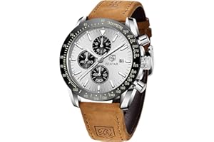BY BENYAR BENYAR Orologio da Uomo Cronografo Analogico Movimento al Quarzo Cinturino in pelle Moda Business Sportivo orologio da polso 30 M Impermeabile e Antigraffio Elegante Regalo per Uomo