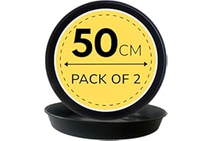 Growers Own 50cm Round Plant Saucers – Pack of 2 Heavy Duty Planter Drip Trays. Protect Surfaces from Water Damage & Stains. Weatherproof & Easy to Clean. Durable For Indoor & Outdoor Use. Black